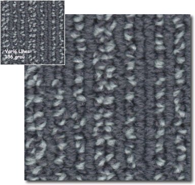 Vario Lines - selbstliegende Teppichfliesen, zu verlegen auf glattem, trockenem, sauberem Untergrund. Verlegerichtung beachten.
